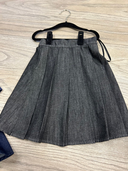 Black Denim Pleated Skirt