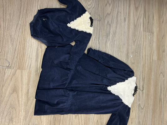 Navy Corduroy Lace Romper