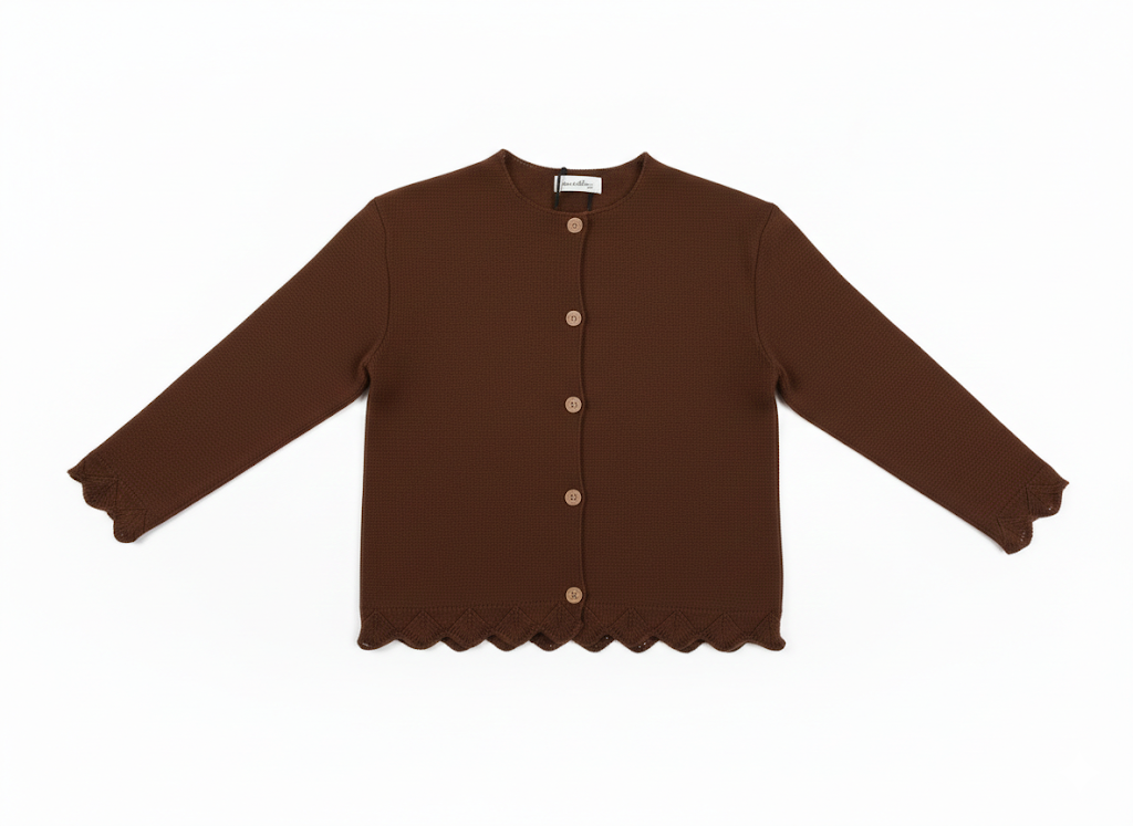 Brown Scallop Cardigan