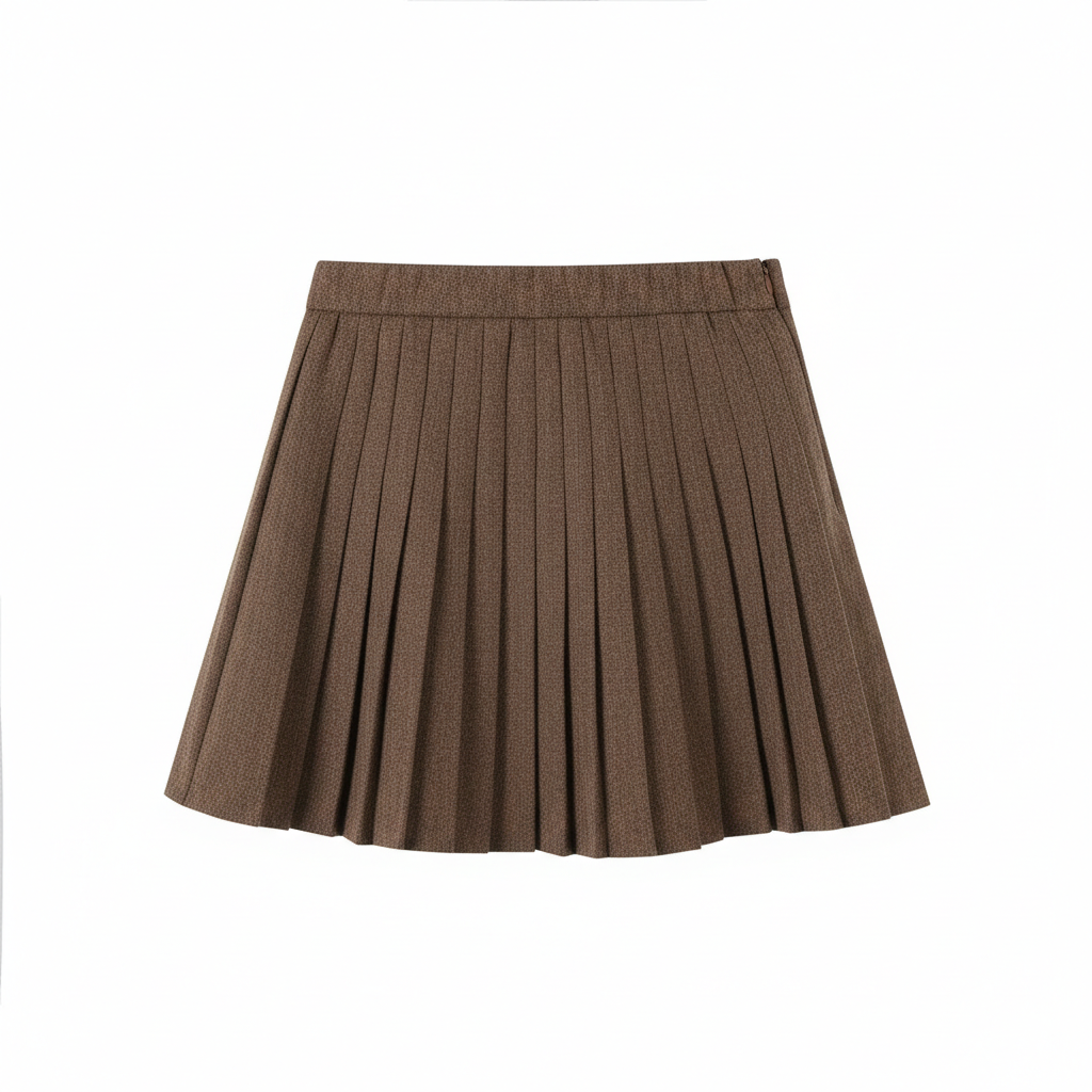 Brown Pleated Skirt