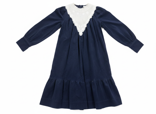 Navy Corduroy Lace Dress