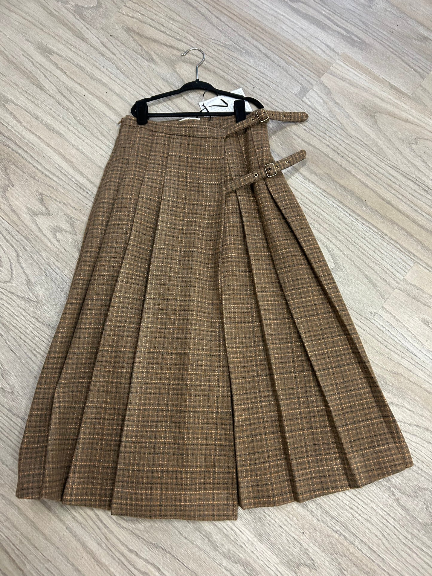 Teen Wool Plaid Brown Skirt