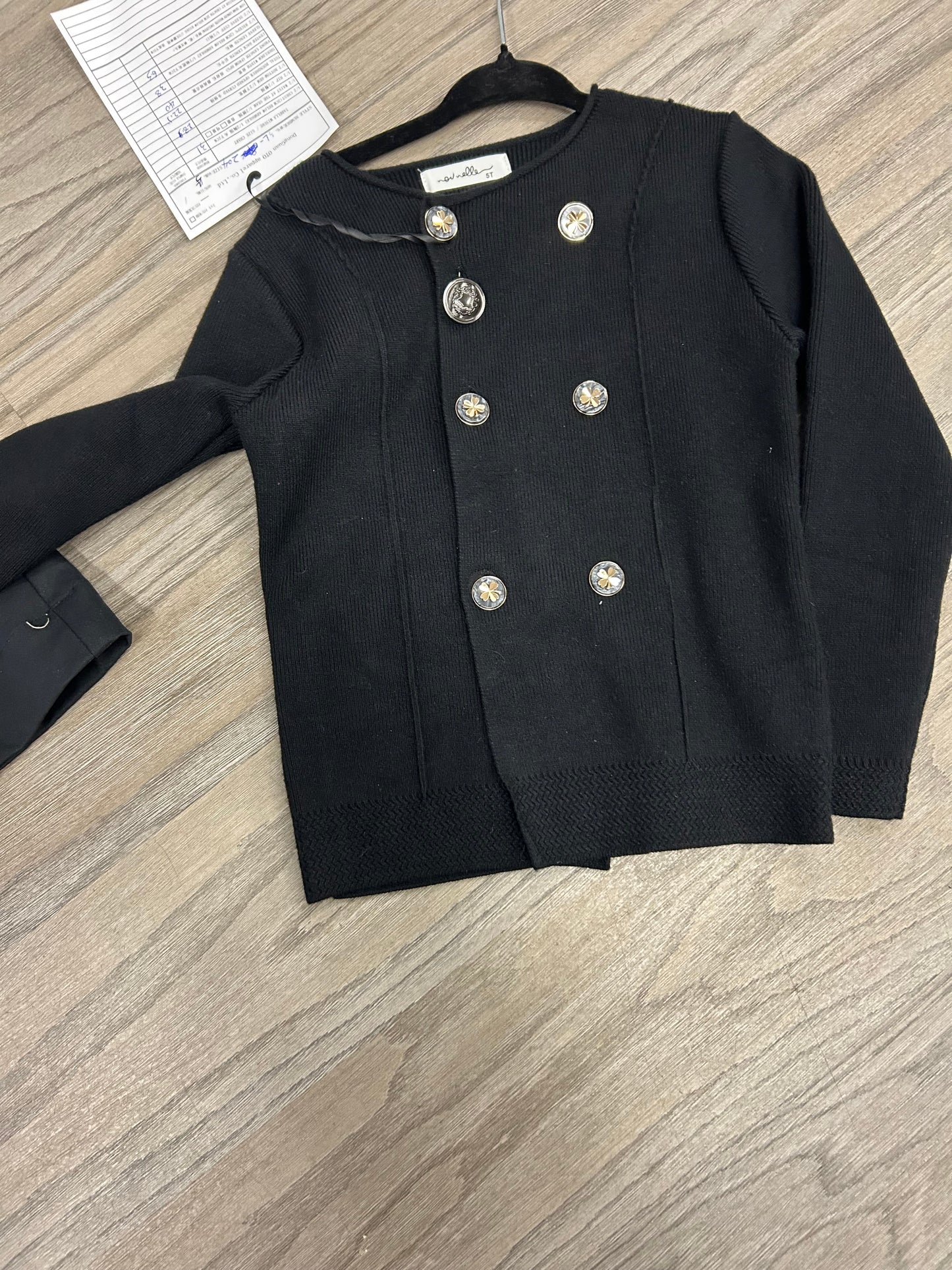 Black knit Double Breasted Sweater