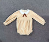 Crushed Velour Tan Tie Romper