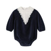 Navy Corduroy Lace Romper
